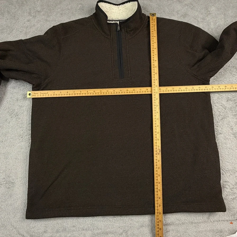 Orvis Mens XXL Brown Quarter Zip Sherpa Lined Collar Textured Fleece Pullover‎